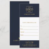 Blauw Elegante Moderne Zakelijke Logo Cadeaubon (Voorkant / Achterkant)
