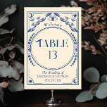 Blauw Elegante Mystieke Tarot bruiloft Kaart<br><div class="desc">Elegant en modern bruiloftsontwerp geïnspireerd door een tarotkaart. Items worden precies afgedrukt zoals ze op uw scherm verschijnen wanneer u aan het winkelwagentje toevoegt,  dus personaliseer en voeg elk tabelnummer toe dat u nodig hebt en voeg het individueel toe aan uw winkelwagentje.</div>