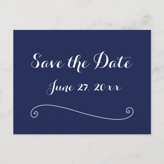 Blauw Elegante Save The Date-ansichtkaarten Aankondigingskaart (Voorkant)