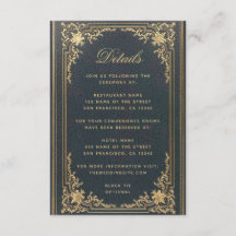 Blauw Elegante Trouwdetails - Vintage Gouden Schri