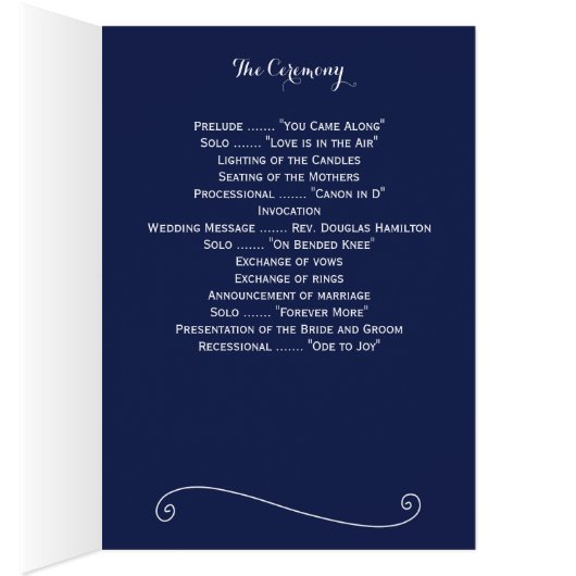 Blauw Elegante Trouwprogramma's (Binnen (Rechts))