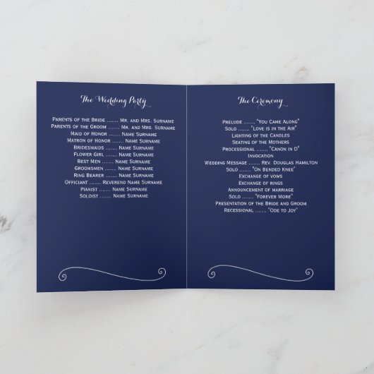 Blauw Elegante Trouwprogramma's Programma (Binnen)