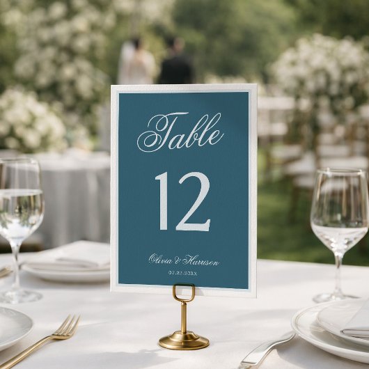 Blauw Elegante Trouwtafel Nummers Kaart