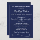 Blauw Elegante Uitnodiging voor Bachelorette Feest (Voorkant / Achterkant)