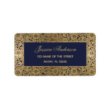 Blauw Elegante Vintage Gouden Rozen Schrift