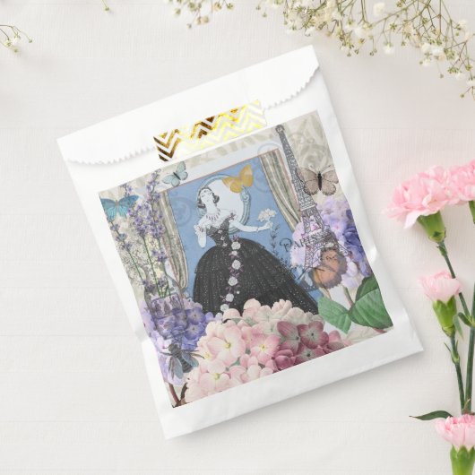 Blauw Elegante Vrouw Bloemen Fancy jurk Bedankzakje (Gezegeld)