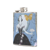 Blauw Elegante Vrouw Bloemen Fancy jurk Heupfles (Links)