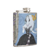 Blauw Elegante Vrouw Bloemen Fancy jurk Heupfles (Rechts)