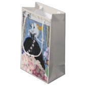 Blauw Elegante Vrouw Bloemen Fancy jurk Klein Cadeauzakje (Achterkant Gekanteld)