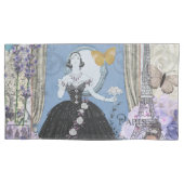 Blauw Elegante Vrouw Bloemen Fancy jurk Kussensloop (Voorkant-Links)