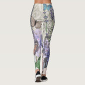 Blauw Elegante Vrouw Bloemen Fancy jurk Leggings (Achterkant)