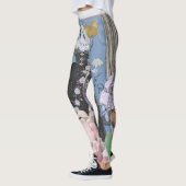 Blauw Elegante Vrouw Bloemen Fancy jurk Leggings (Links)