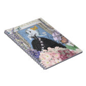 Blauw Elegante Vrouw Bloemen Fancy jurk Notitieboek (Rechterzijde)