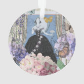 Blauw Elegante Vrouw Bloemen Fancy jurk Ornament (achterkant)