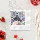 Blauw Elegante Vrouw Bloemen Fancy jurk Servet (Insitu)