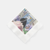 Blauw Elegante Vrouw Bloemen Fancy jurk Servet (Hoek)