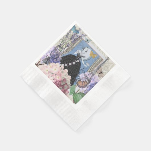 Blauw Elegante Vrouw Bloemen Fancy jurk Servet (Hoek)