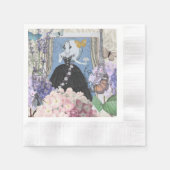 Blauw Elegante Vrouw Bloemen Fancy jurk Servet (Voorkant)