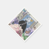 Blauw Elegante Vrouw Bloemen Fancy jurk Servet (Hoek)