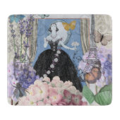 Blauw Elegante Vrouw Bloemen Fancy jurk Snijplank (Voorkant)