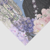 Blauw Elegante Vrouw Bloemen Fancy jurk Tissuepapier (Detail)