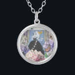 Blauw Elegante Vrouw Bloemen Fancy jurk Zilver Vergulden Ketting<br><div class="desc">Een rijk Victoriaans tijdperk thema,  een collage die de mode illustratie van George Barbier uit de jaren 1920 omvat,  en samen met Victoriaans afbeeldingen zoals bloemen,  vlinders,  de Eiffeltoren en een William Morris achtergrond samengevoegd.</div>