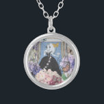 Blauw Elegante Vrouw Bloemen Fancy jurk Zilver Vergulden Ketting<br><div class="desc">Een rijk Victoriaans tijdperk thema,  een collage die de mode illustratie van George Barbier uit de jaren 1920 omvat,  en samen met Victoriaans afbeeldingen zoals bloemen,  vlinders,  de Eiffeltoren en een William Morris achtergrond samengevoegd.</div>