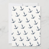 Blauw Elegante Zeeanker Baby Shower Kaart (Achterkant)