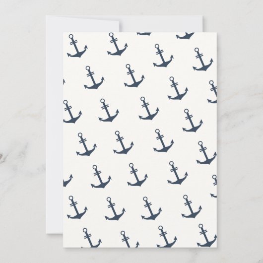 Blauw Elegante Zeeanker Baby Shower Kaart (Achterkant)