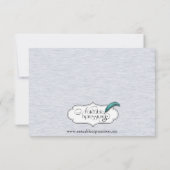 Blauw  Elegantie Bruiloft Receptie Kaart (Achterkant)