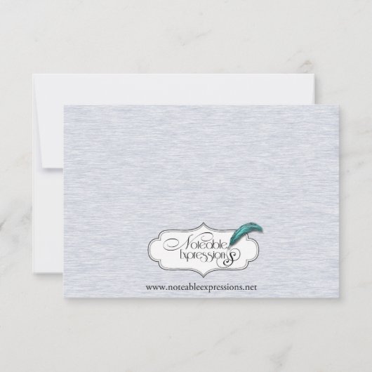 Blauw  Elegantie Bruiloft Receptie Kaart (Achterkant)