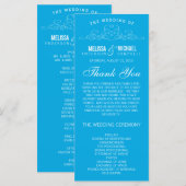 BLAUW- ELEGANTIE | TROUWPROGRAMMA PROGRAMMAKAART (Voorkant / Achterkant)