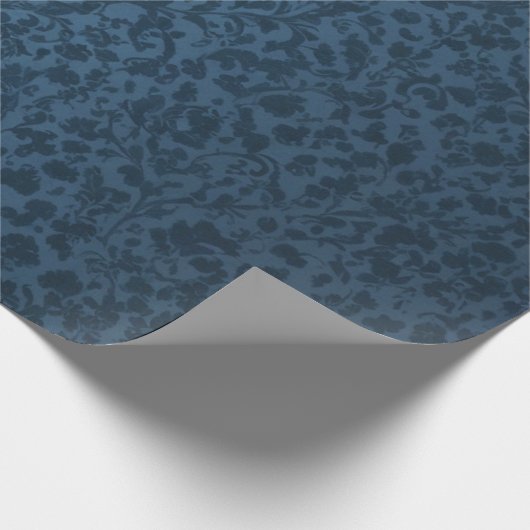 Blauw Elege Ante Victoriaanse Bloemige Cadeaupapie Cadeaupapier (Hoek)