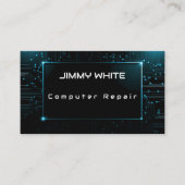 Blauw elektrisch circuit ontwerp computer reparati visitekaartje (Voorkant)