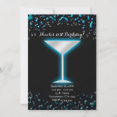 Blauw Elektrisch Glazig Martini Drank Verjaardagsf Kaart (Voorkant)