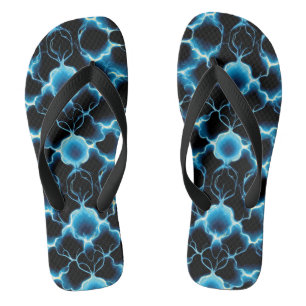 Blauw Elektrisch Synapse Herhalend Patroon Teenslippers
