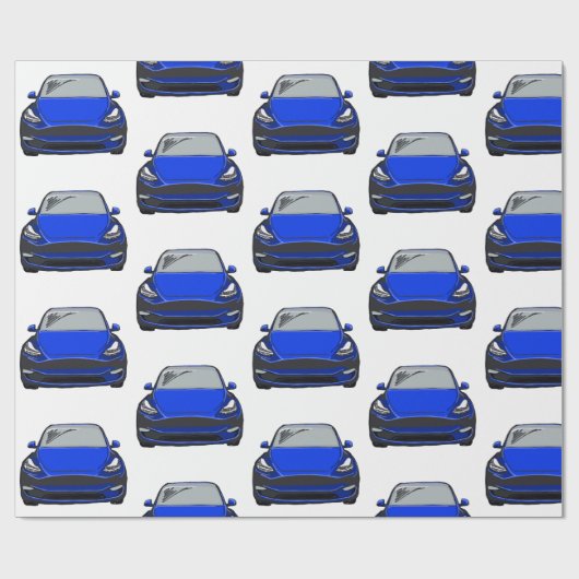 Blauw Elektrisch Voertuig SUV Auto Cadeaupapier (Vlak)