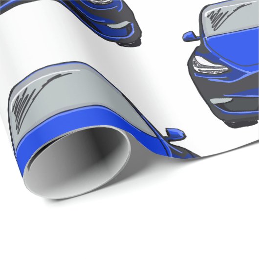 Blauw Elektrisch Voertuig SUV Auto Cadeaupapier (Rol Hoek)
