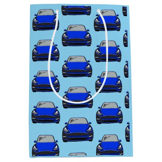 Blauw Elektrisch Voertuig SUV Auto Gift Bag Medium Cadeauzakje (Voorkant)