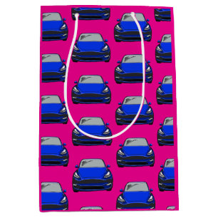 Blauw Elektrisch Voertuig SUV Auto Roze Achtergron Medium Cadeauzakje