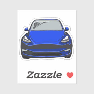 Blauw Elektrisch Voertuig SUV Auto Tekening Sticker
