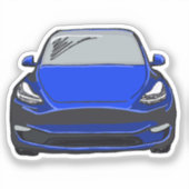 Blauw Elektrisch Voertuig SUV Auto Tekening Sticker (Voorkant)