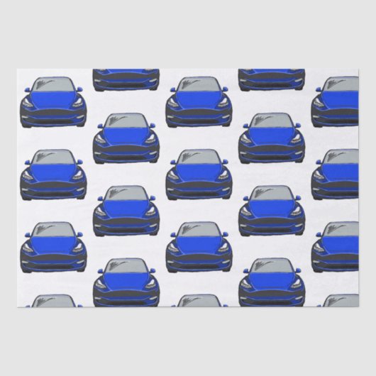 Blauw Elektrisch Voertuig SUV Auto Tissuepapier (Voorkant)
