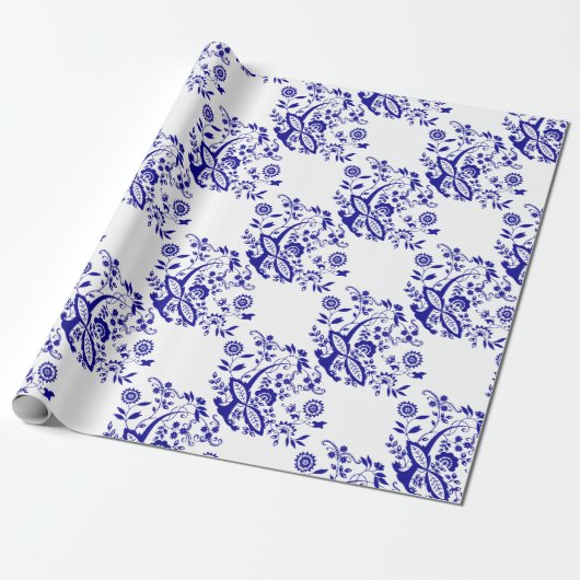 Blauw element voor uierstijl cadeaupapier (Uitgerold)