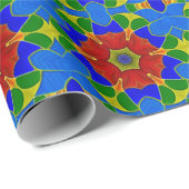 Blauw elenglas met rode ventilator - Art Nieuw Cadeaupapier (Rol Hoek)