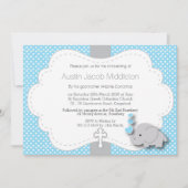 Blauw - Elephant 🐘 Baby Foto - Christening Kaart (Voorkant)