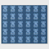 Blauw Elephant Custom Baby shower Wrapping Paper Cadeaupapier (Vlak)