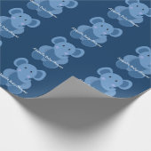 Blauw Elephant Custom Baby shower Wrapping Paper Cadeaupapier (Hoek)