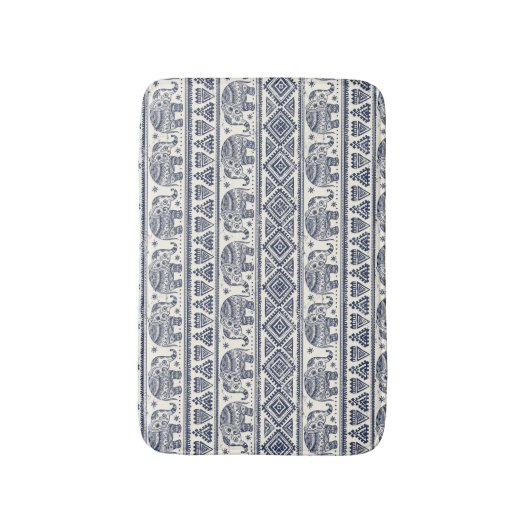 Blauw Elephant Patroon Badmat (Voorkant Verticaal)