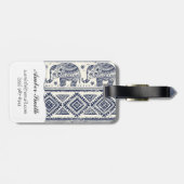Blauw Elephant Patroon Bagagelabel (Achterkant horizontaal)